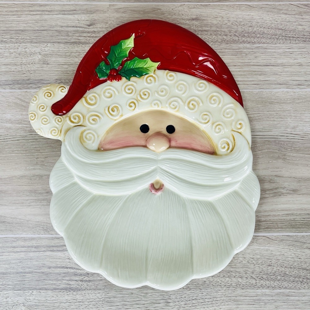 Fitz & Floyd Santa Claus Holiday Folk Christmas Plate Decor Seasonal Dish EUC